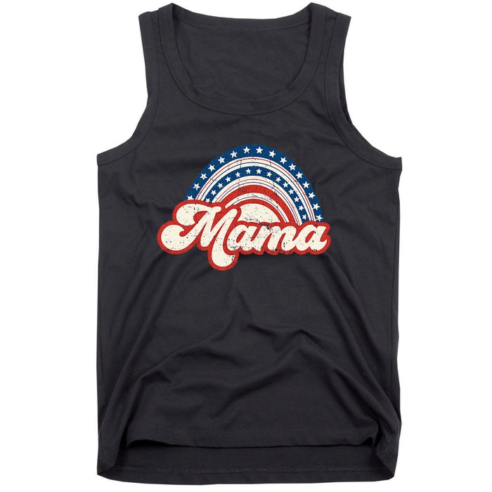 Mama Mini 4th Of July USA Flag Rainbow Mom Daughter Matching Tank Top