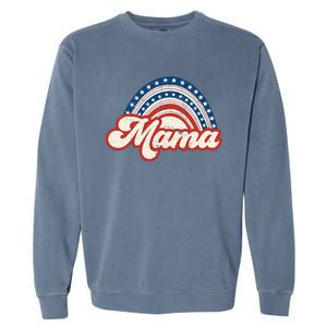 Mama Mini 4th Of July USA Flag Rainbow Mom Daughter Matching Garment-Dyed Sweatshirt