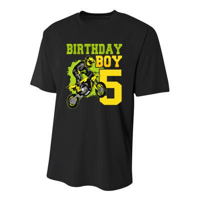 Motocross MX 5th Gift 5 Year Old Dirt Bike Birthday Party Youth Performance Sprint T-Shirt