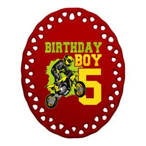 Motocross MX 5th Gift 5 Year Old Dirt Bike Birthday Party Ceramic Oval Ornament