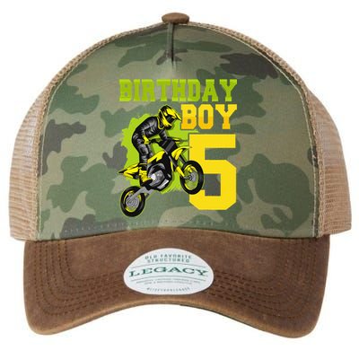 Motocross MX 5thGift 5 Year Old Dirt Bike Birthday Party Legacy Tie Dye Trucker Hat