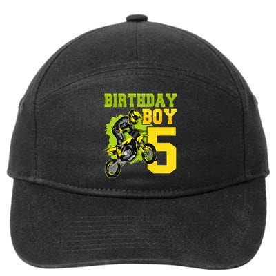 Motocross MX 5thGift 5 Year Old Dirt Bike Birthday Party 7-Panel Snapback Hat