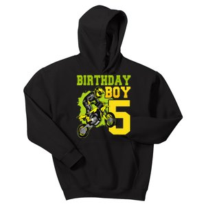 Motocross MX 5thGift 5 Year Old Dirt Bike Birthday Party Kids Hoodie