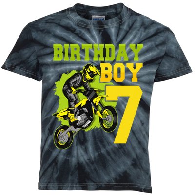 Motocross MX 7th Gift 7 Year Old Dirt Bike Birthday Party Kids Tie-Dye T-Shirt