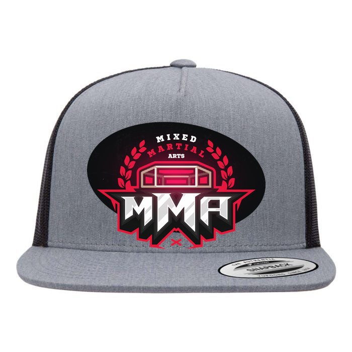 MMA - Mix Martial Arts Logo Flat Bill Trucker Hat