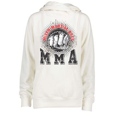 MMA Retro Punch Womens Funnel Neck Pullover Hood