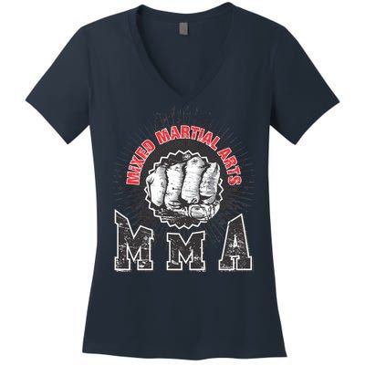 MMA Retro Punch Women's V-Neck T-Shirt