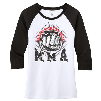 MMA Retro Punch Women's Tri-Blend 3/4-Sleeve Raglan Shirt