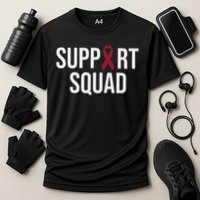 Multiple Myeloma Awareness Burgundy Ribbon Support Squad Cooling Performance Crew T-Shirt