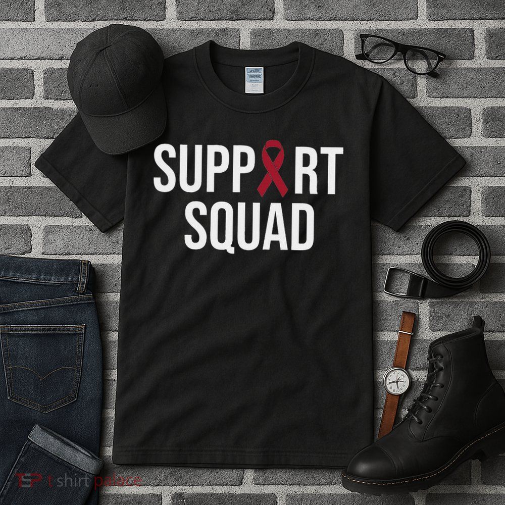 Multiple Myeloma Awareness Burgundy Ribbon Support Squad Tall T-Shirt