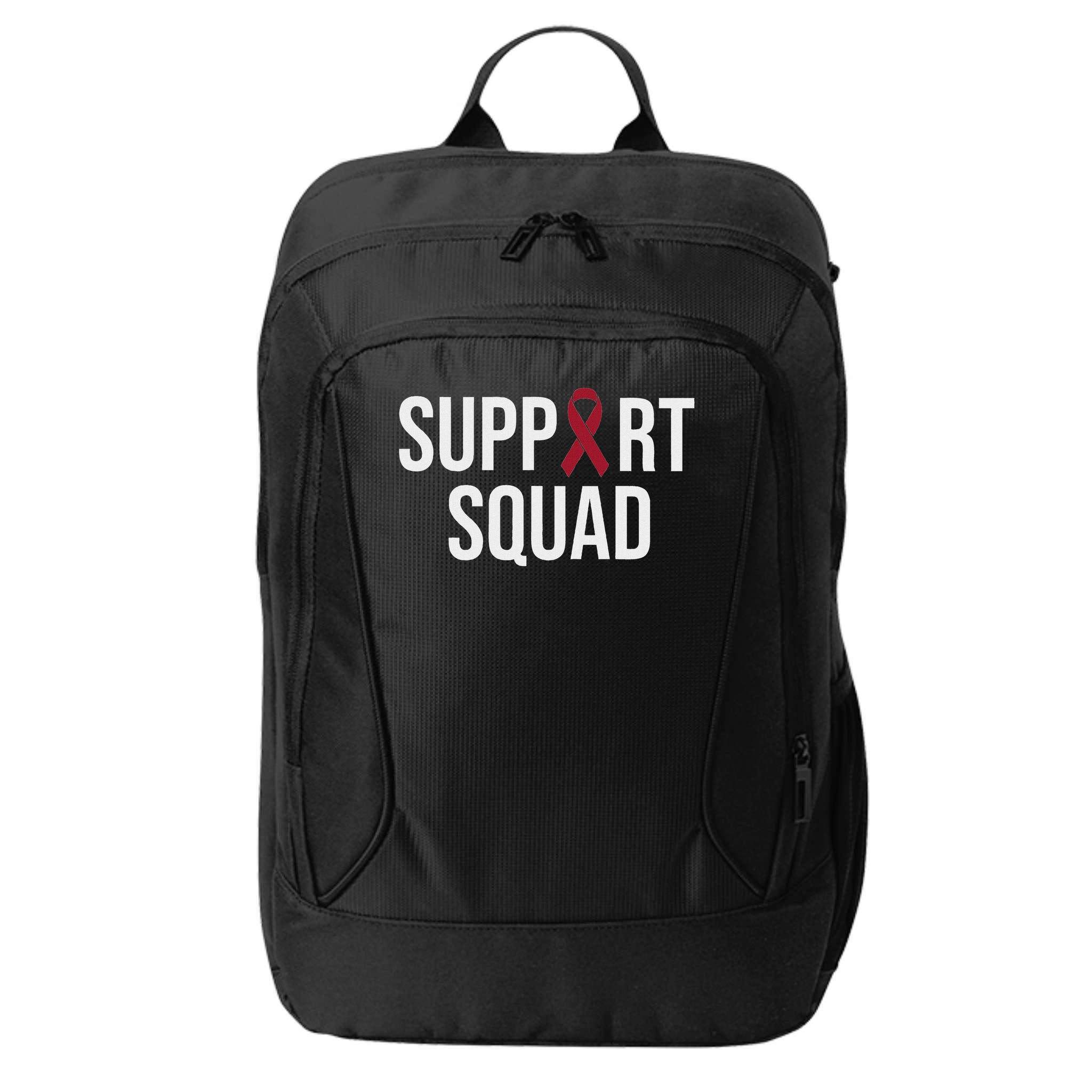 Multiple Myeloma Awareness Burgundy Ribbon Support Squad City Backpack