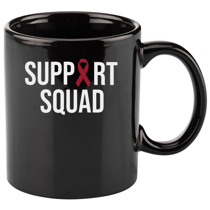 Multiple Myeloma Awareness Burgundy Ribbon Support Squad 11oz C Handle Ceramic Mug