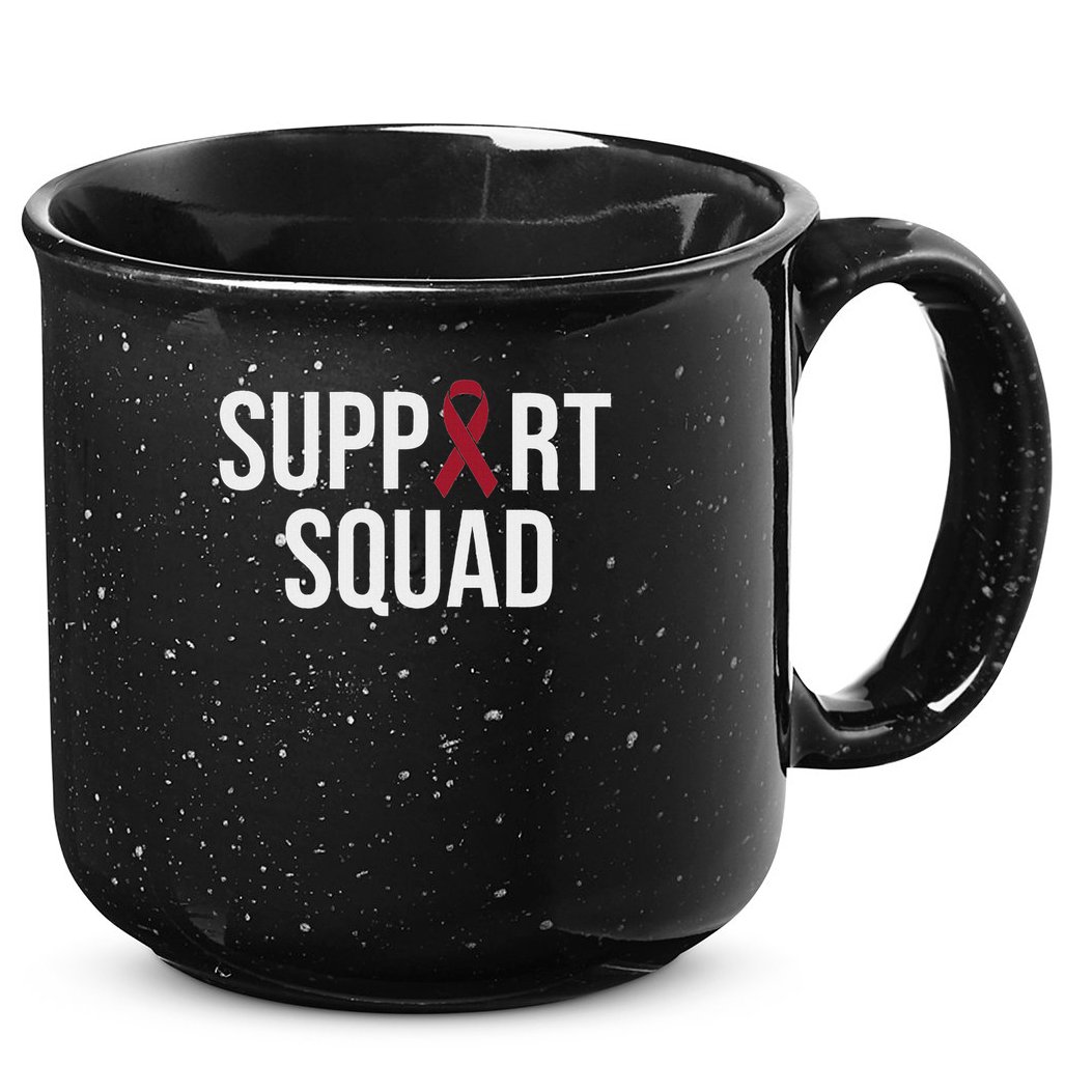 Multiple Myeloma Awareness Burgundy Ribbon Support Squad 15oz Campfire Ceramic Mug
