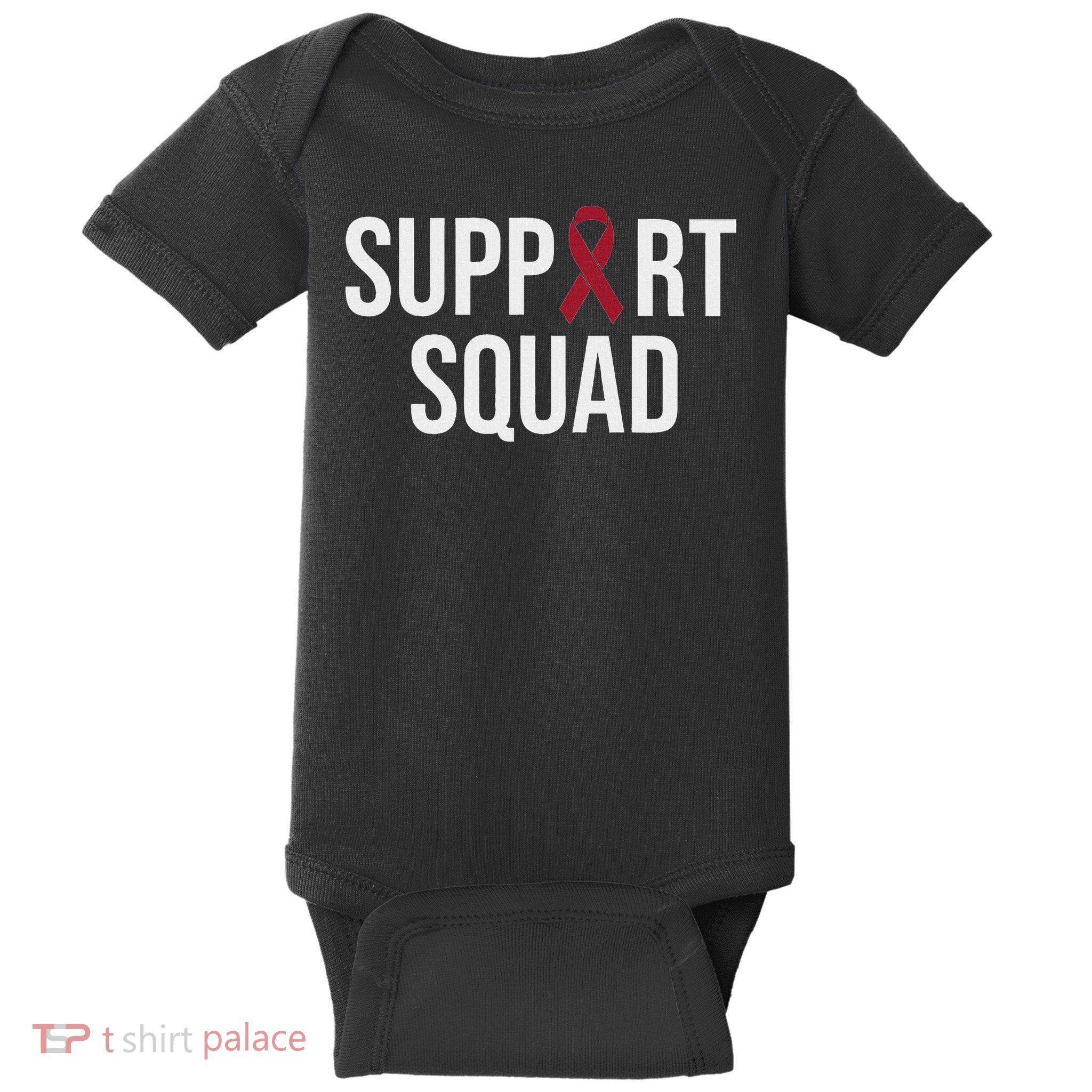 Multiple Myeloma Awareness Burgundy Ribbon Support Squad Baby Bodysuit