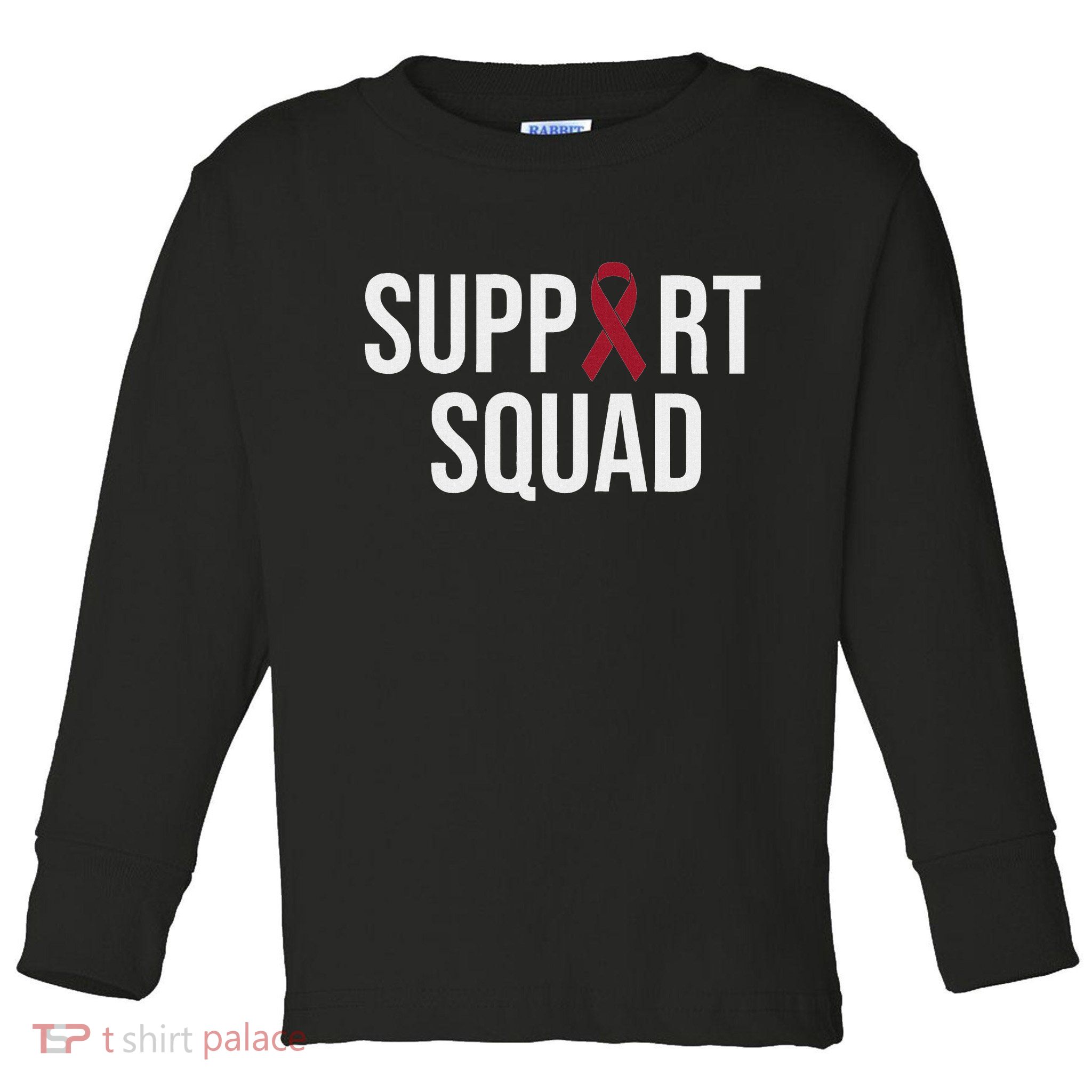 Multiple Myeloma Awareness Burgundy Ribbon Support Squad Toddler Long Sleeve Shirt