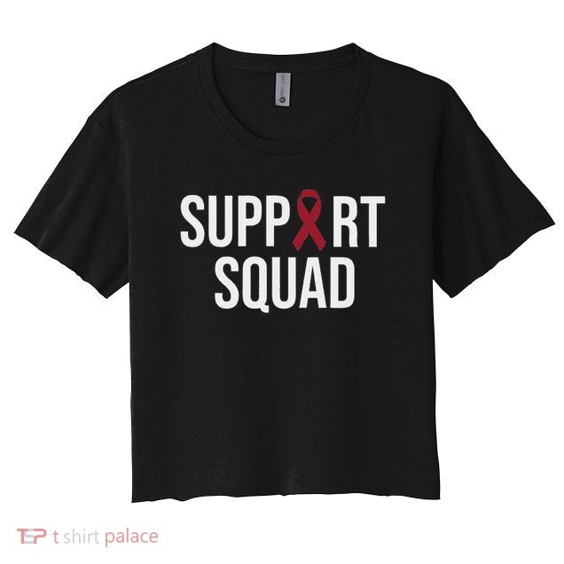 Multiple Myeloma Awareness Burgundy Ribbon Support Squad Crop Top
