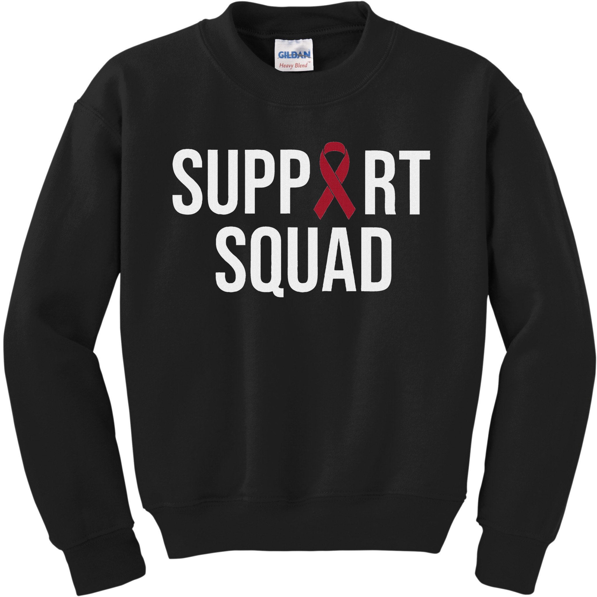 Multiple Myeloma Awareness Burgundy Ribbon Support Squad Kids Sweatshirt