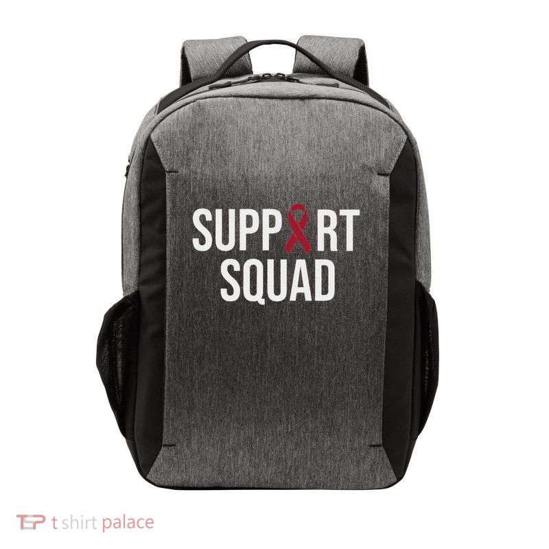 Multiple Myeloma Awareness Burgundy Ribbon Support Squad Vector Backpack