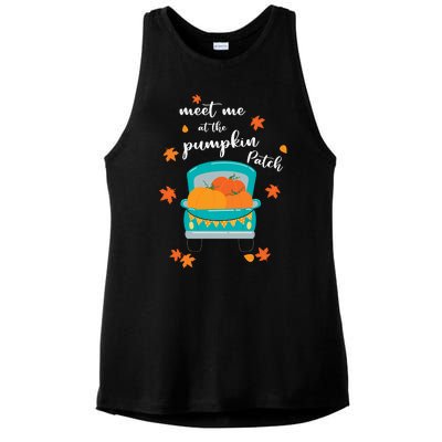 Meet Me At Pumpkin Patch Thanksgiving Truck Ladies PosiCharge Tri-Blend Wicking Tank