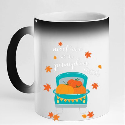 Meet Me At Pumpkin Patch Thanksgiving Truck 11oz Black Color Changing Mug