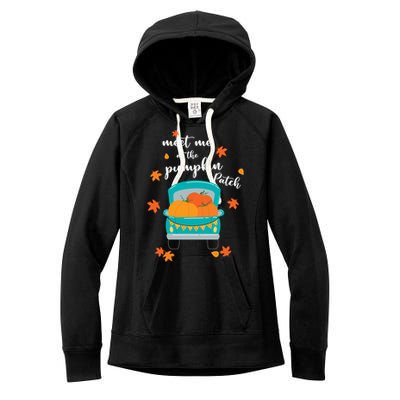 Meet Me At Pumpkin Patch Thanksgiving Truck Women's Fleece Hoodie