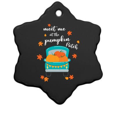 Meet Me At Pumpkin Patch Thanksgiving Truck Ceramic Star Ornament