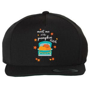 Meet Me At Pumpkin Patch Thanksgiving Truck Wool Snapback Cap