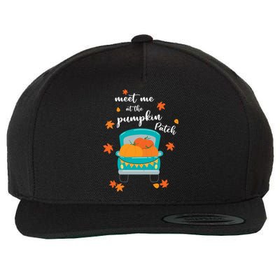 Meet Me At Pumpkin Patch Thanksgiving Truck Wool Snapback Cap