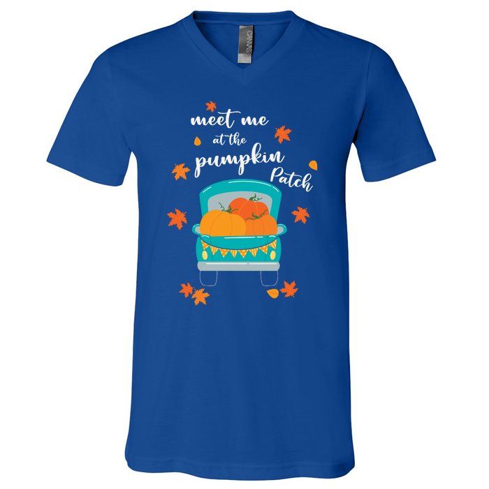 Meet Me At Pumpkin Patch Thanksgiving Truck V-Neck T-Shirt