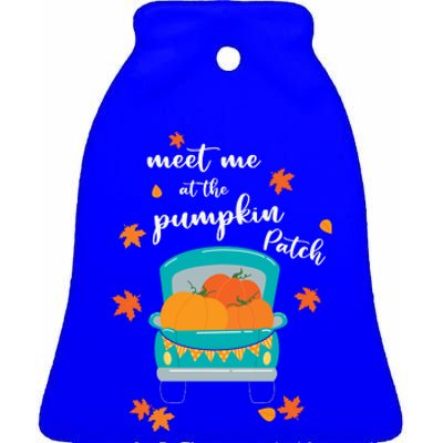 Meet Me At Pumpkin Patch Thanksgiving Truck Ceramic Bell Ornament