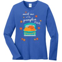 Meet Me At Pumpkin Patch Thanksgiving Truck Ladies Long Sleeve Shirt