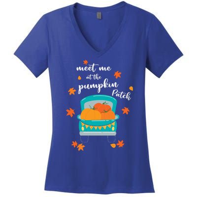 Meet Me At Pumpkin Patch Thanksgiving Truck Women's V-Neck T-Shirt