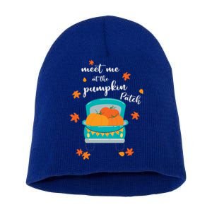 Meet Me At Pumpkin Patch Thanksgiving Truck Short Acrylic Beanie