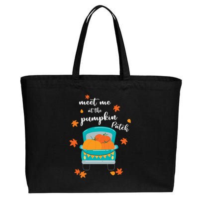 Meet Me At Pumpkin Patch Thanksgiving Truck Cotton Canvas Jumbo Tote