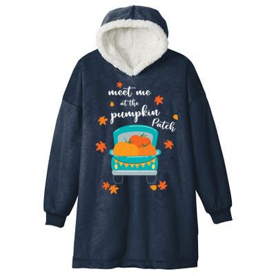 Meet Me At Pumpkin Patch Thanksgiving Truck Hooded Wearable Blanket