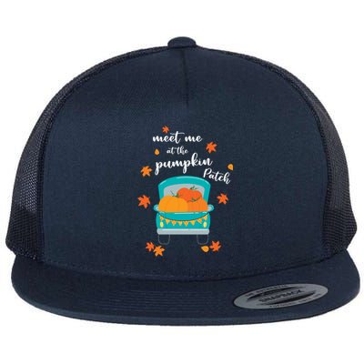 Meet Me At Pumpkin Patch Thanksgiving Truck Flat Bill Trucker Hat