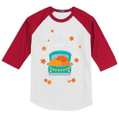 Meet Me At Pumpkin Patch Thanksgiving Truck Kids Colorblock Raglan Jersey