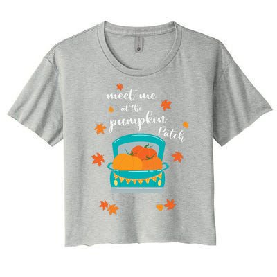 Meet Me At Pumpkin Patch Thanksgiving Truck Women's Crop Top Tee