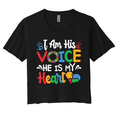 Mom Mama Autistic Autism Awareness Month Women's Crop Top Tee