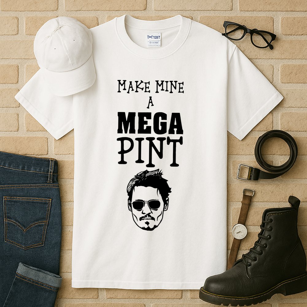 Make Mine A Mega Pint Funny Johnny Depp Tall T-Shirt