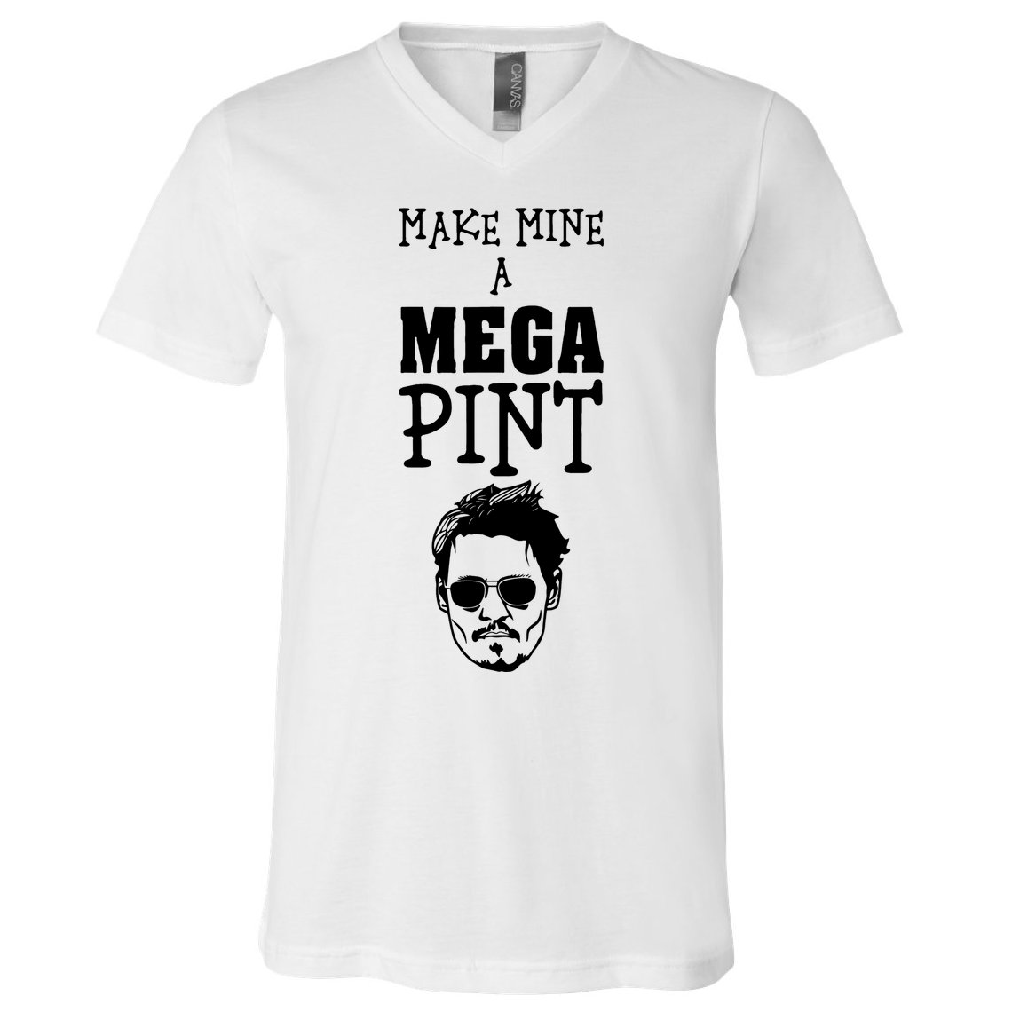 Make Mine A Mega Pint Funny Johnny Depp V-Neck T-Shirt