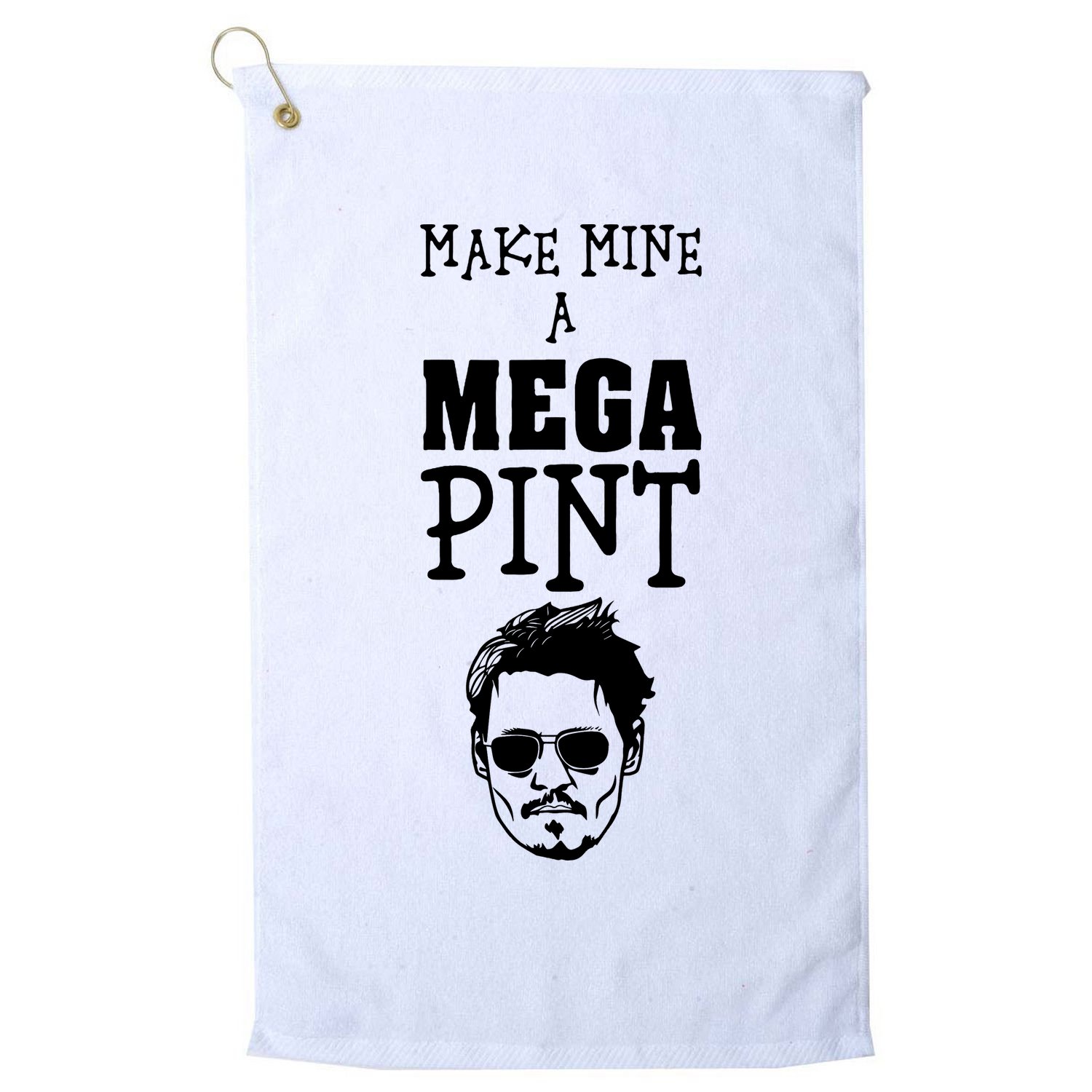 Make Mine A Mega Pint Funny Johnny Depp Golf Towel