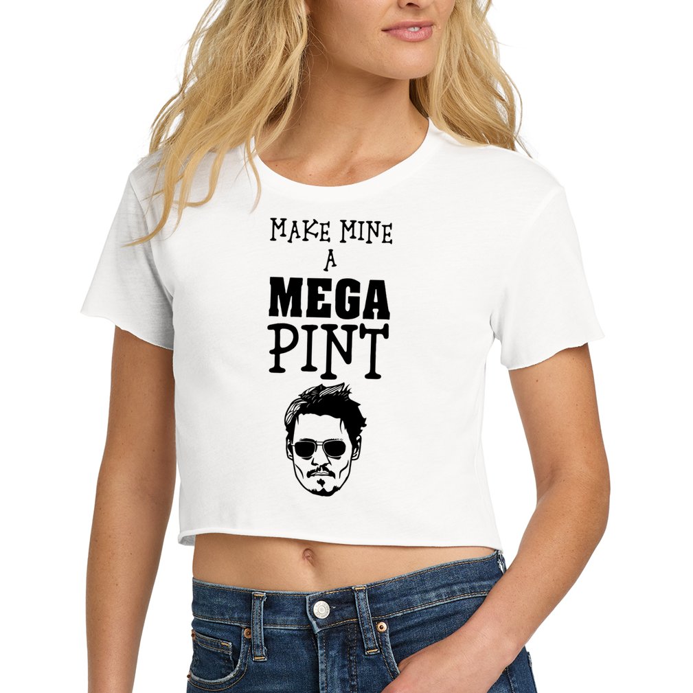Make Mine A Mega Pint Funny Johnny Depp Crop Top