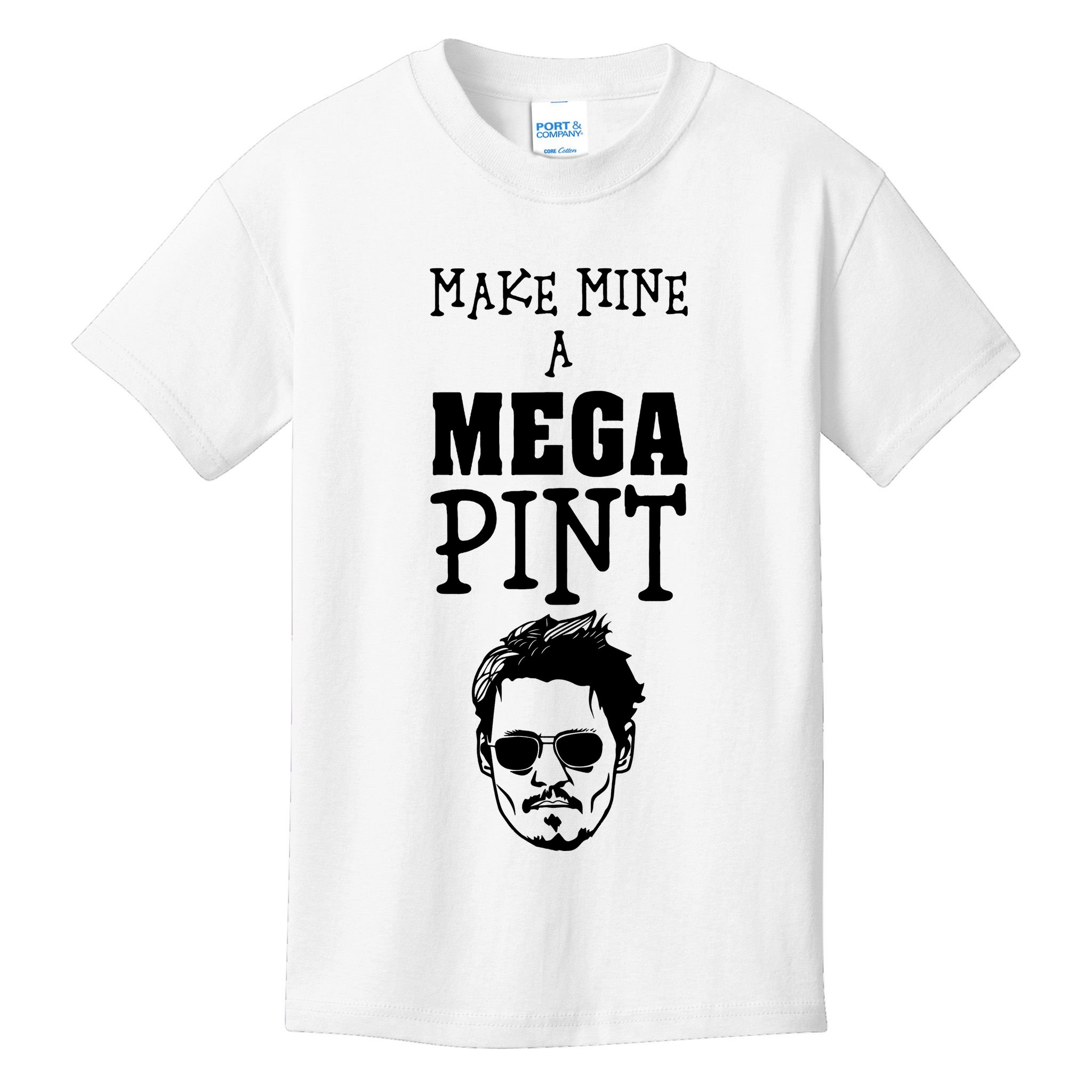 Make Mine A Mega Pint Funny Johnny Depp Kids T-Shirt