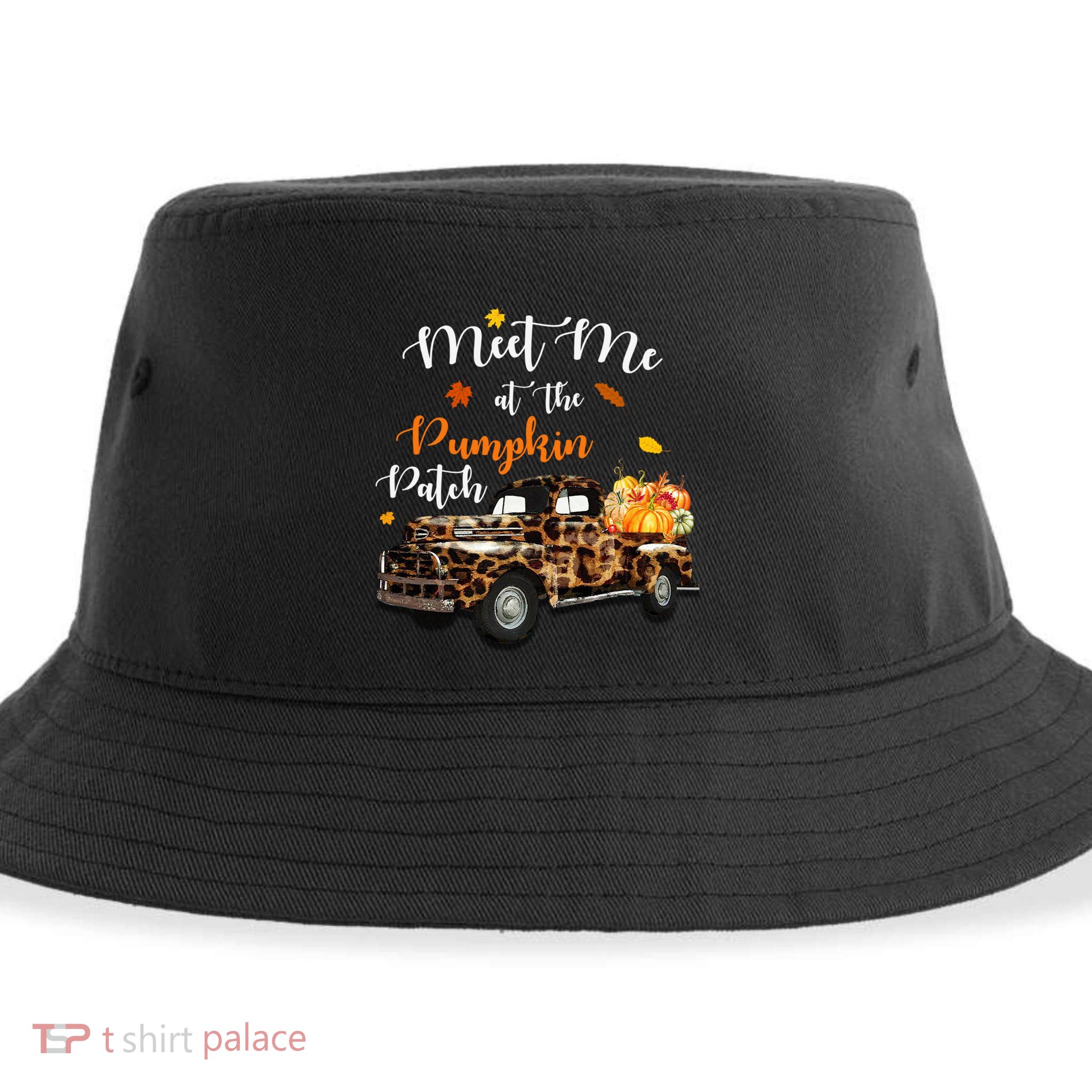Meet Me At The Pumpkins Patch Leopard Halloween Thanksgiving Gift Sustainable Bucket Hat