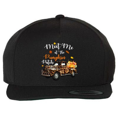 Meet Me At The Pumpkins Patch Leopard Halloween Thanksgiving Gift Wool Snapback Cap