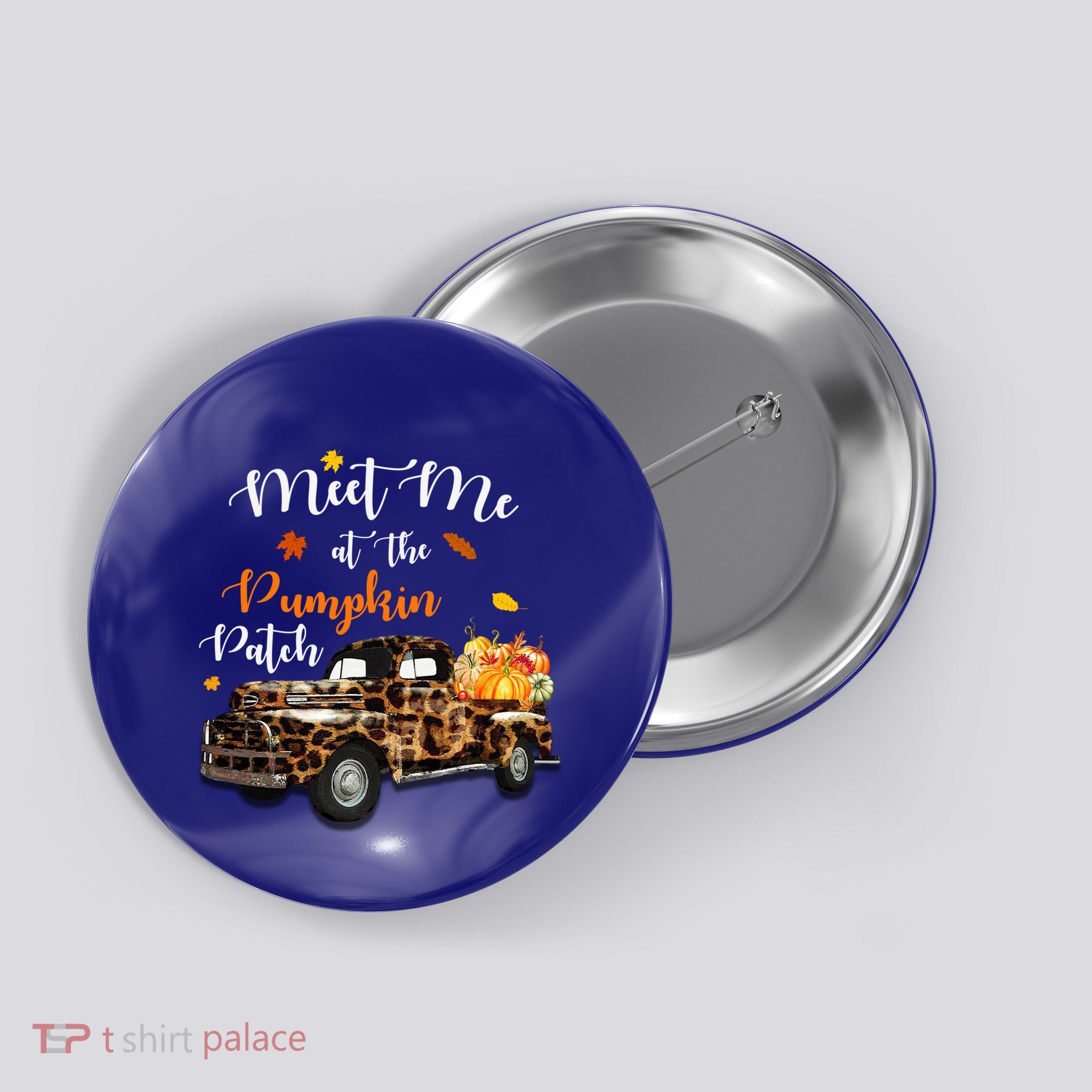 Meet Me At The Pumpkins Patch Leopard Halloween Thanksgiving Gift Button