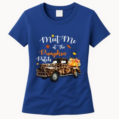 Meet Me At The Pumpkins Patch Leopard Halloween Thanksgiving Gift Womens T-Shirt