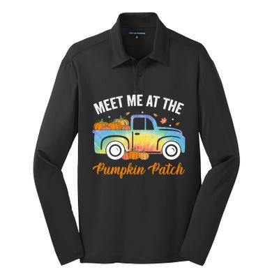 Meet Me At The Pumpkin Patch Tie Dye Truck Pickup Fall Great Gift Silk Touch Performance Long Sleeve Polo