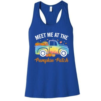 Meet Me At The Pumpkin Patch Tie Dye Truck Pickup Fall Great Gift Women's Racerback Tank